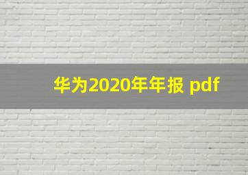 华为2020年年报 pdf